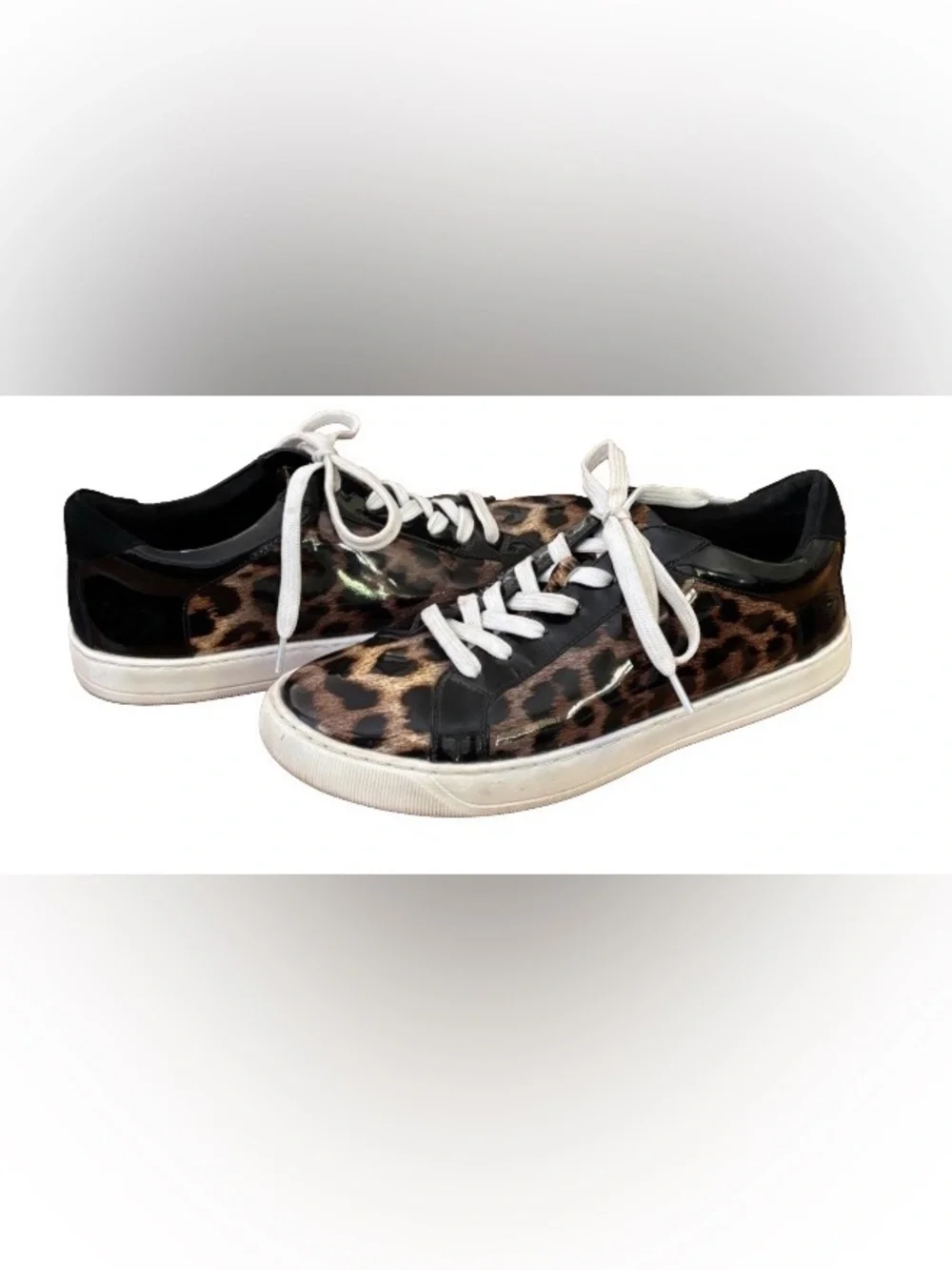 Vaneli Sport Colter Camel Leopard & blk patent lace up Snkrs WM 7.5 athleisure